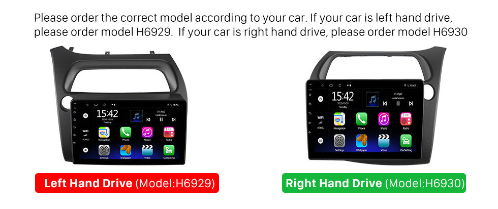 Seicane Tela sensível ao toque HD de 9 polegadas para Honda Civic Europea LHD Rádio de carro RadioCar Rádio Bluetooth Suporte Carplay HD TV digital