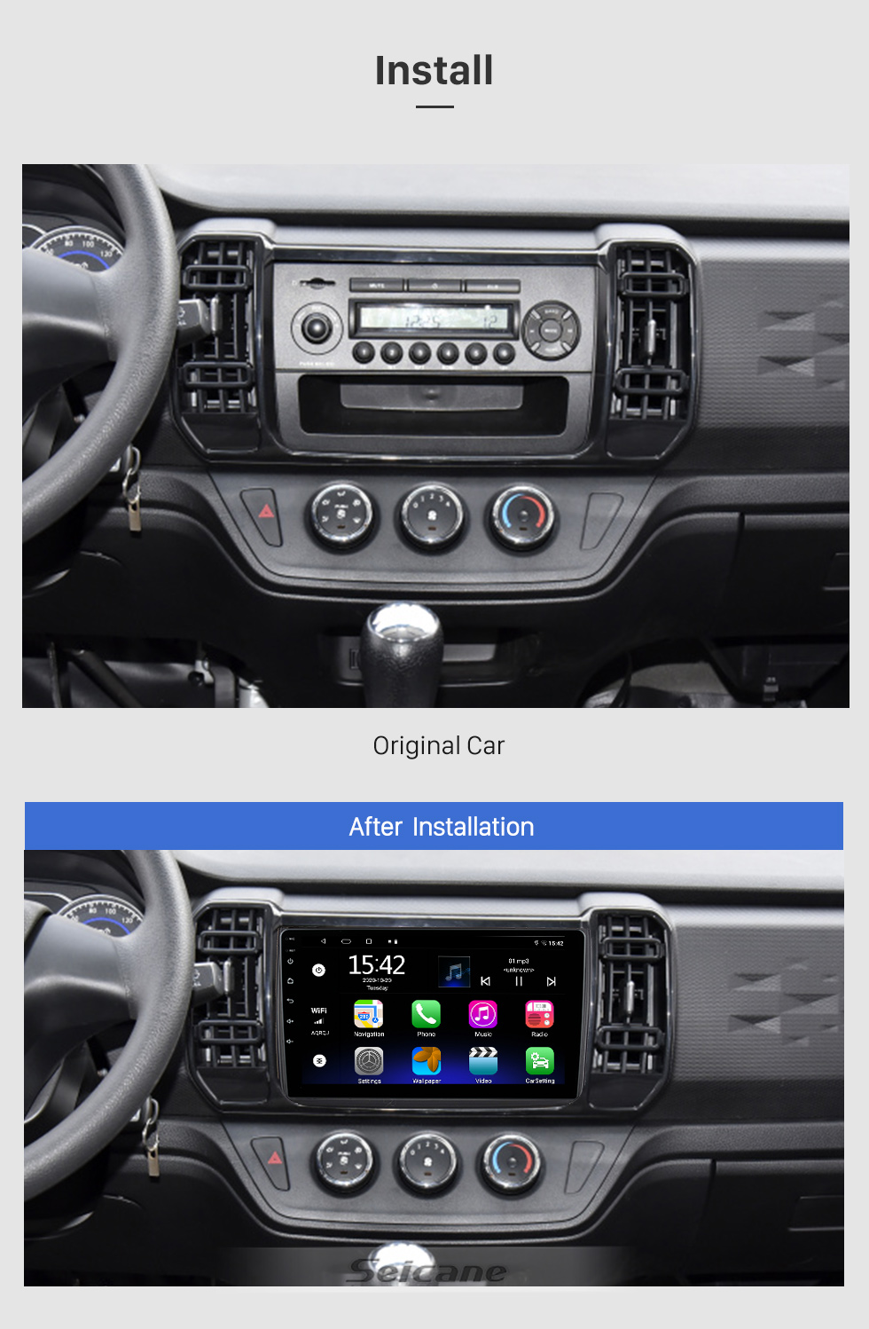 Seicane Pantalla táctil HD de 9 pulgadas para 2012 Mahindra XUV500 Android 10.0 Radio Sistema de navegación GPS compatible con cámara de respaldo 3G Wifi