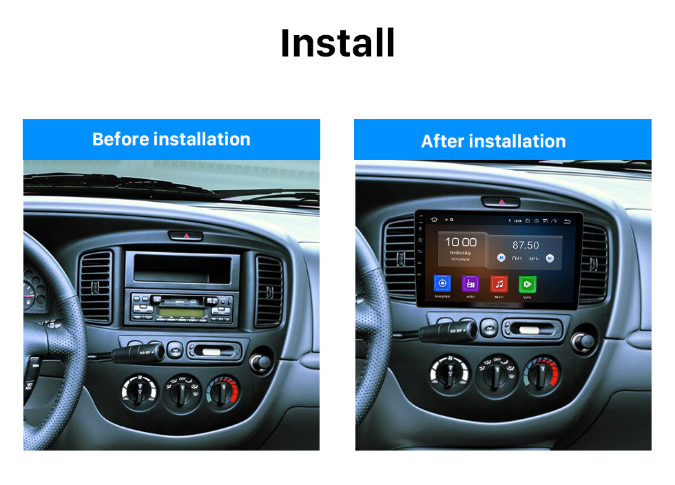 Seicane OEM Android 13.0 pour MAZDA HOMMAGE FORD ESCAP 2001-2005 Radio avec Bluetooth 9 pouces HD Système de navigation GPS à écran tactile Carplay support DSP Seicane OEM Android 13.0 pour MAZDA HOMMAGE FORD ESCAP 2001-2005 Radio avec Bluetooth 9 pouces HD Système de navigation GPS à écran tactile Carplay support DSP