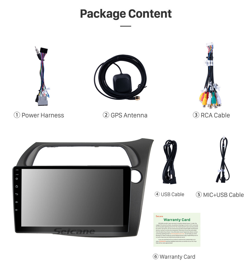Seicane 9-Zoll-HD-Touchscreen für 2005 Honda Civic European RHD Autoradio Auto-DVD-Player mit Bluetooth-Unterstützung IPS-Vollbildansicht Seicane 9-Zoll-HD-Touchscreen für 2005 Honda Civic European RHD Autoradio Auto-DVD-Player mit Bluetooth-Unterstützung IPS-Vollbildansicht