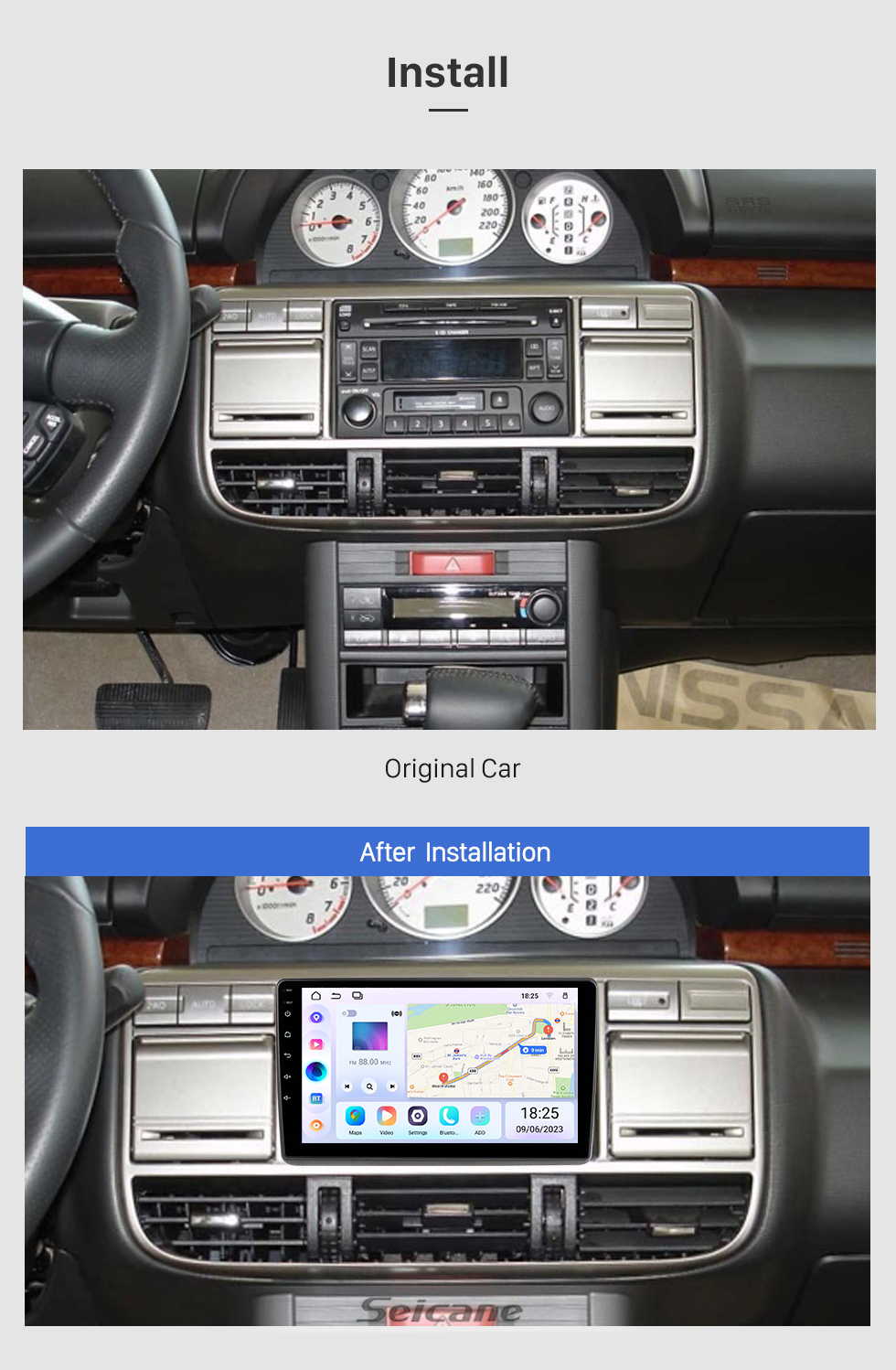 Seicane Android 13.0 de 10,1 polegadas para 2010 2011 2012+ NISSAN NV400/ OPEL MOVANO/ RENAULT MASTER III Sistema de navegação GPS estéreo com suporte para tela de toque Bluetooth Câmera retrovisora