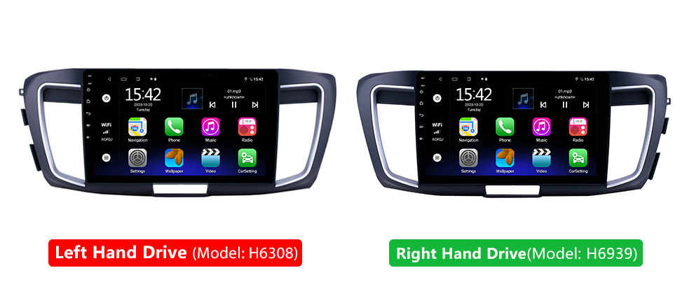 Seicane Para HONDA ACCORD RHD 2013 Radio Android 10.0 HD Touchscreen Sistema de navegação GPS de 10,1 polegadas com suporte para Bluetooth Carplay DVR