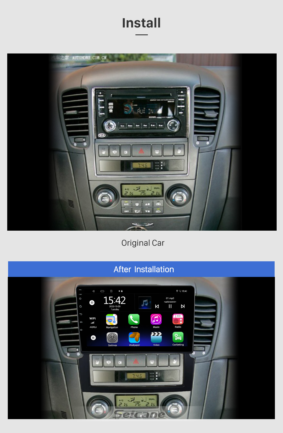 Seicane Android 10.0 HD Touchscreen 9 inch for 2004-2008 KIA Sorento Radio GPS Navigation System with Bluetooth support Carplay Rear camera Seicane Android 10.0 HD Touchscreen 9 inch for 2004-2008 KIA Sorento Radio GPS Navigation System with Bluetooth support Carplay Rear camera