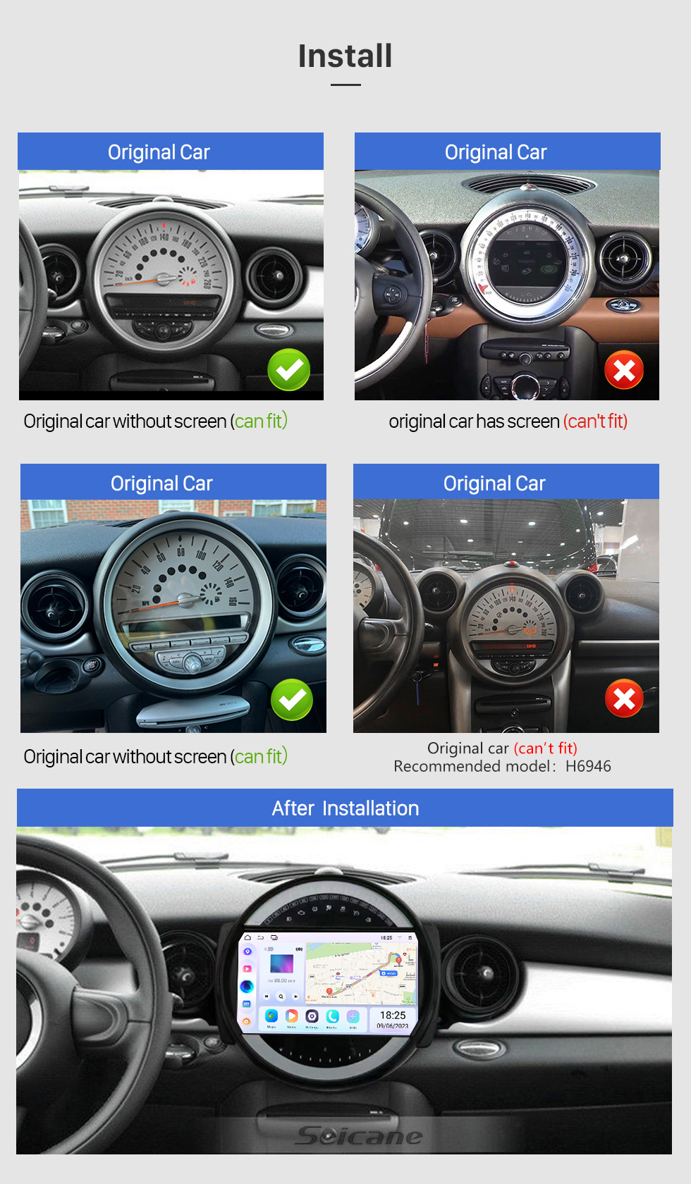 Seicane For BMW MINI COOPER R55 R56 R57 R58 R60 R61 2007-2014 Radio Android 13.0 HD Touchscreen 9 inch GPS Navigation System with Bluetooth support Carplay DVR Seicane For BMW MINI COOPER R55 R56 R57 R58 R60 R61 2007-2014 Radio Android 13.0 HD Touchscreen 9 inch GPS Navigation System with Bluetooth support Carplay DVR