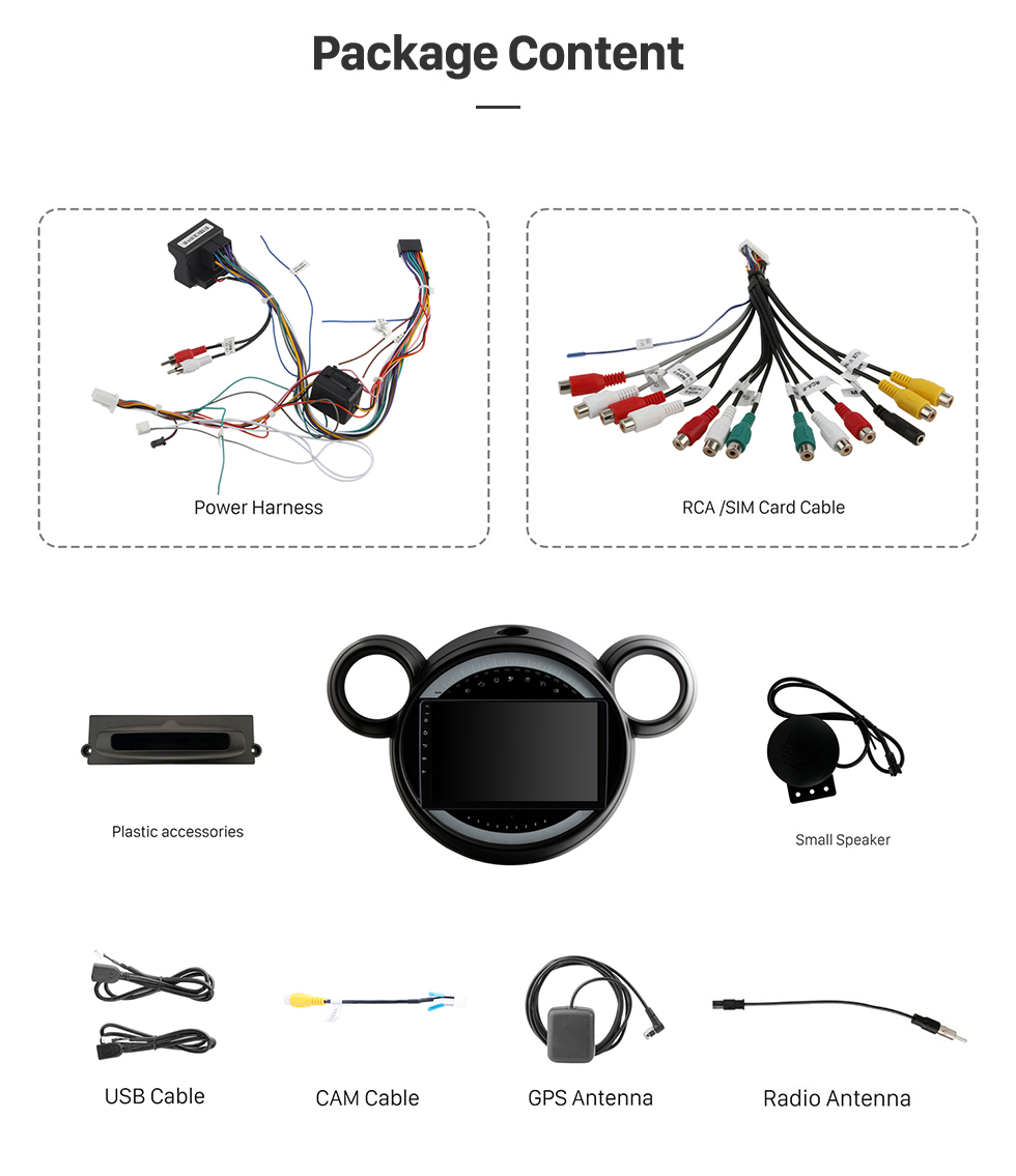 Seicane Para bmw mini countryman r55 r56 r57 r58 r60 r61 2010-2016 rádio android 13.0 hd tela sensível ao toque 9 polegadas sistema de navegação gps com suporte bluetooth carplay dvr