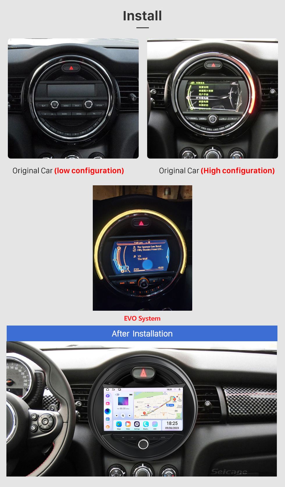 Seicane OEM 9 inch Android 13.0 for BMW MINI COOPER F54 2015 2016 2017 2018 2019 Radio with Bluetooth HD Touchscreen GPS Navigation System support Carplay DAB+