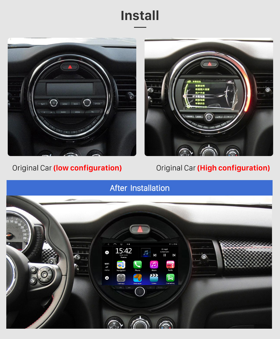 Seicane OEM 9 pouces Android 10.0 pour BMW MINI COOPER F54 2015 2016 2017 2018 2019 Radio avec Bluetooth HD Écran tactile Système de navigation GPS prenant en charge Carplay DAB +