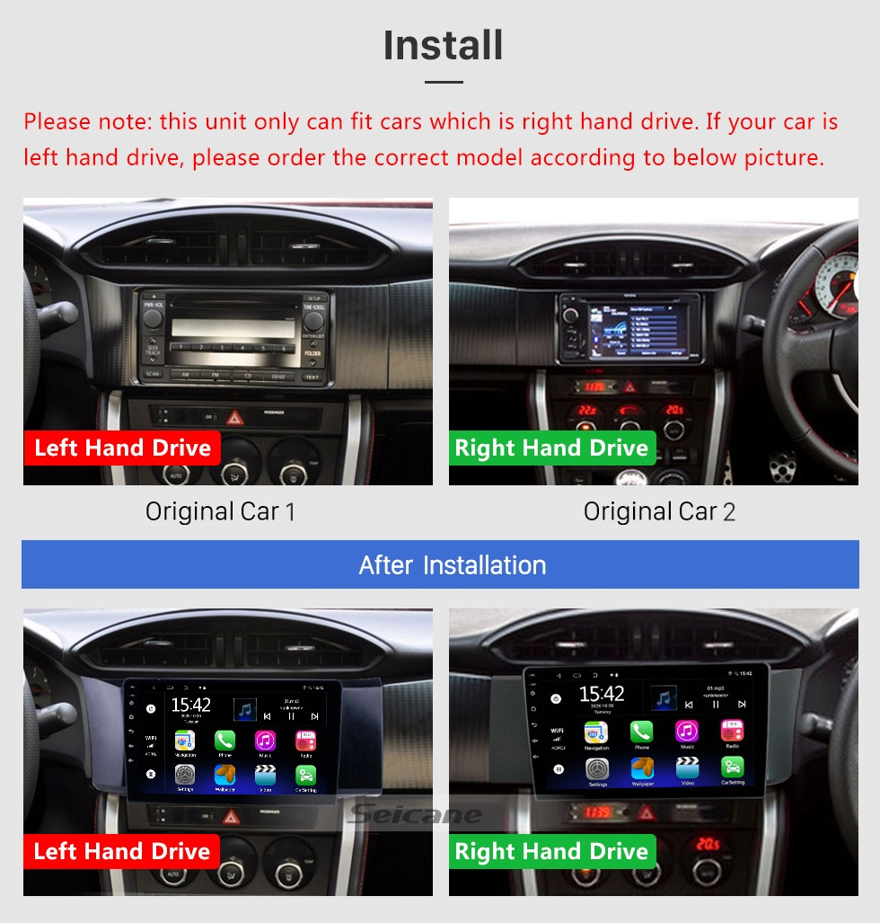 Seicane Écran tactile Android 10.0 HD 9 pouces pour 2013-2014 Future Toyota 86 Concept RHD Radio Système de navigation GPS avec prise en charge Bluetooth Caméra arrière Carplay