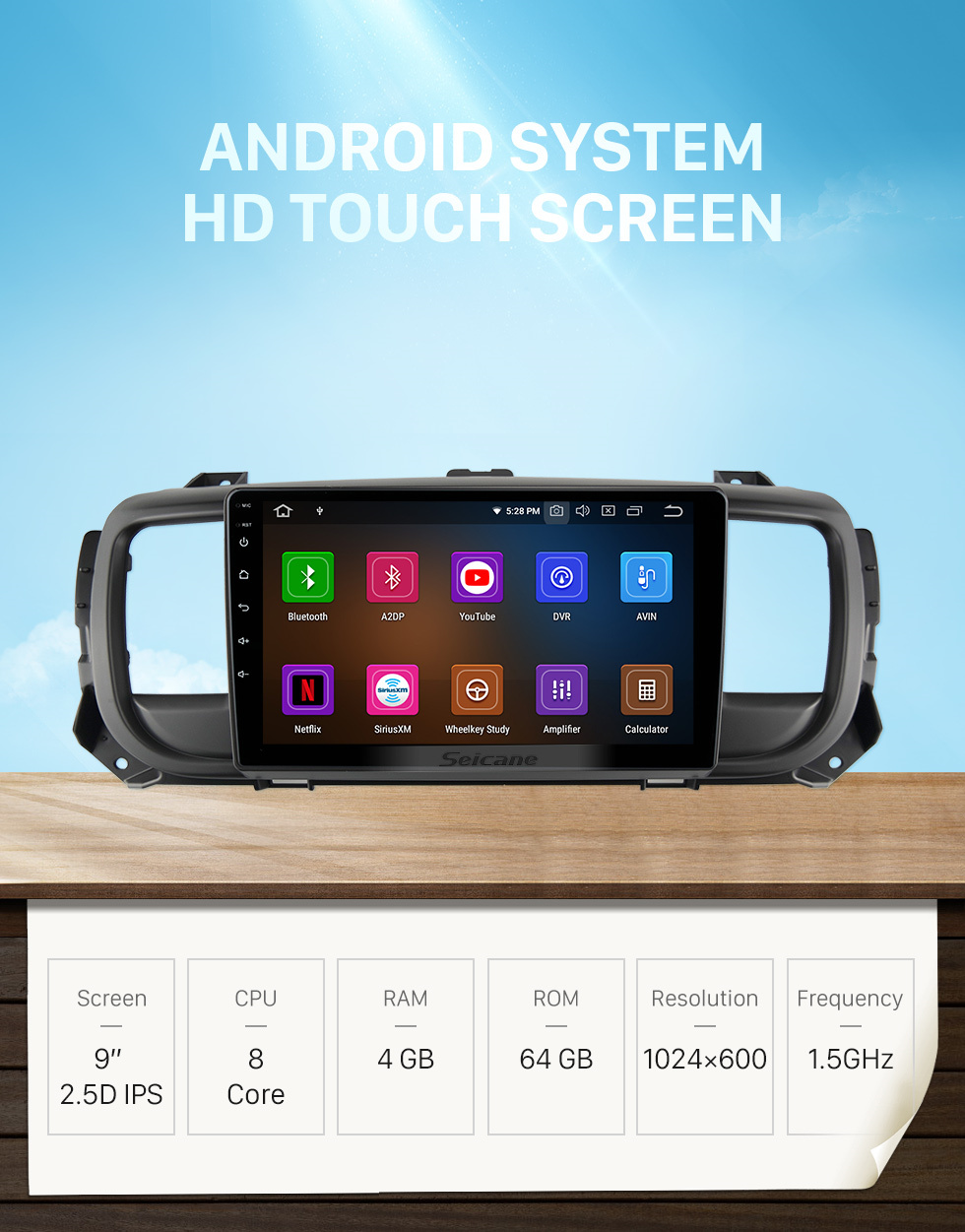 Seicane Tela sensível ao toque HD de 9 polegadas para estéreo para carro Citroen Jumpy Space Tourer 2016 com suporte para Bluetooth no controle do volante Seicane Tela sensível ao toque HD de 9 polegadas para estéreo para carro Citroen Jumpy Space Tourer 2016 com suporte para Bluetooth no controle do volante
