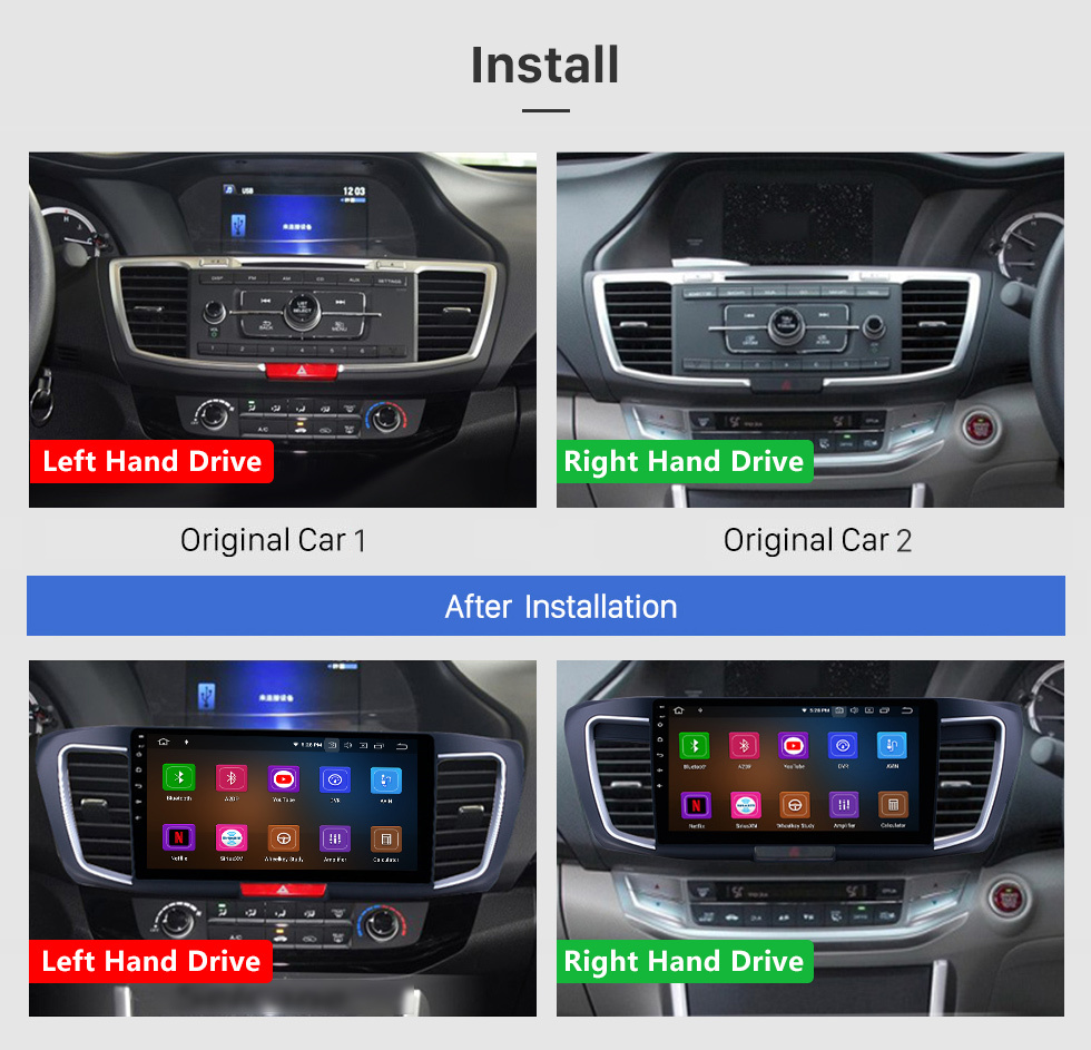 Seicane Сенсорный экран HD 10,1 дюйма Android 11.0 для 2013 HONDA ACCORD RHD Radio GPS-навигационная система Поддержка Bluetooth Carplay Резервная камера