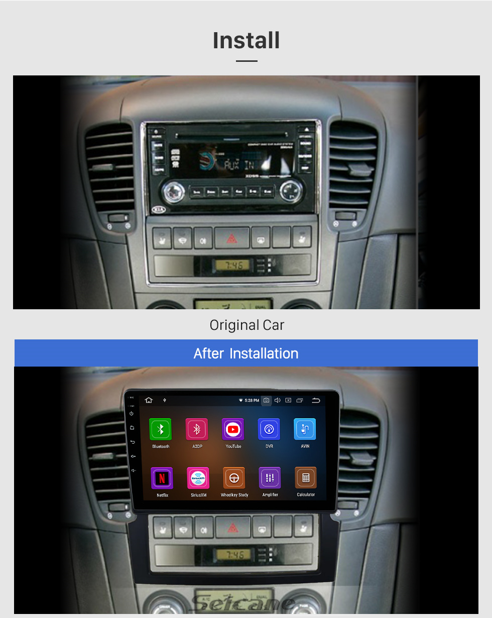 Seicane Android 11.0 pour 2004-2008 KIA Sorento Radio 9 pouces système de navigation GPS avec Bluetooth HD écran tactile prise en charge de Carplay SWC