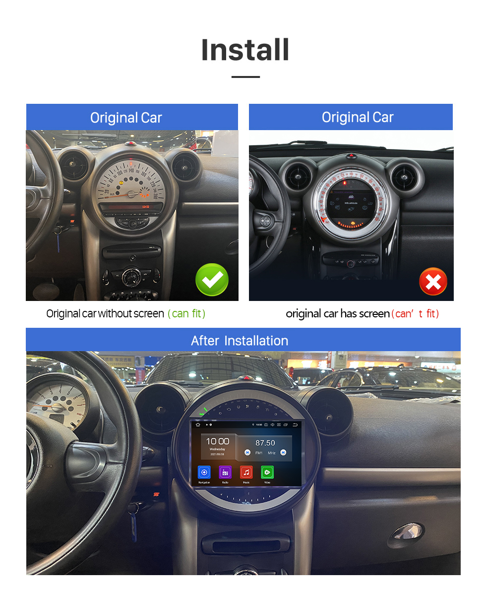 Seicane For BMW MINI COUNTRYMAN R55 R56 R57 R58 R60 R61 2010-2016 Radio 9 inch Android 13.0 HD Touchscreen Bluetooth with GPS Navigation System Carplay support 1080P