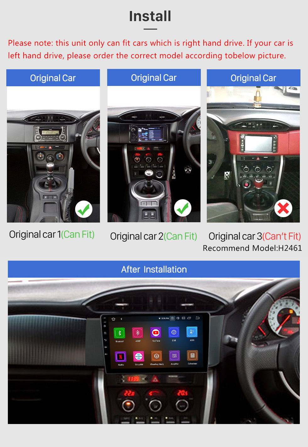 Seicane HD Touchscreen 9 inch Android 11.0 for 2013-2014 Future Toyota 86 Concept RHD Radio GPS Navigation System Bluetooth Carplay support Backup camera Seicane HD Touchscreen 9 inch Android 11.0 for 2013-2014 Future Toyota 86 Concept RHD Radio GPS Navigation System Bluetooth Carplay support Backup camera