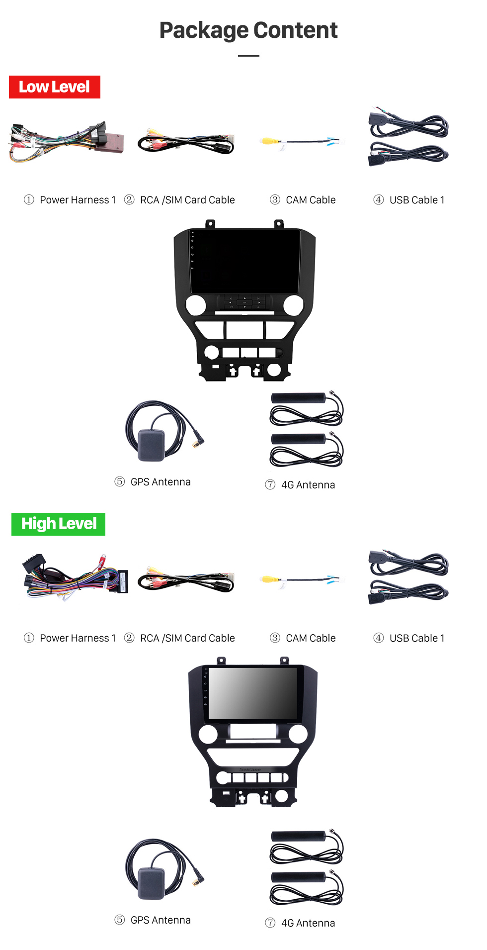 Seicane HD Touchscreen 9 polegadas Android 12.0 para 2015 Ford Mustang Radio GPS Navigation System Bluetooth Carplay suporte Câmera de backup