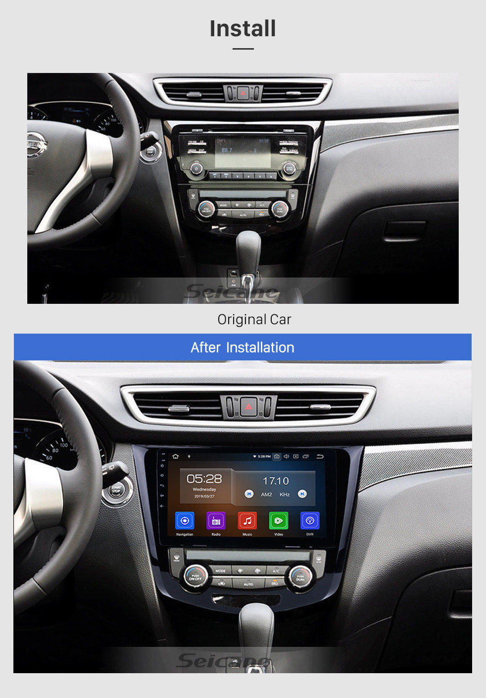 Seicane 10.1 pulgadas HD con pantalla táctil Radio Navegación GPS Android 9.0 para 2014 Nissan X-TRAIL Soporte Bluetooth TV USB OBD2 WIFI Video Mirror Link DVR Control del volante Seicane 10.1 pulgadas HD con pantalla táctil Radio Navegación GPS Android 9.0 para 2014 Nissan X-TRAIL Soporte Bluetooth TV USB OBD2 WIFI Video Mirror Link DVR Control del volante