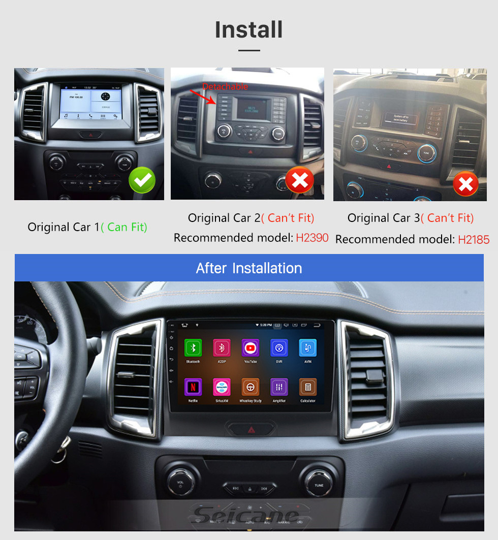 Seicane Android 12.0 For 2018 Ford RANGER Radio 9 inch GPS Navigation System with Bluetooth HD Touchscreen Carplay support DSP
