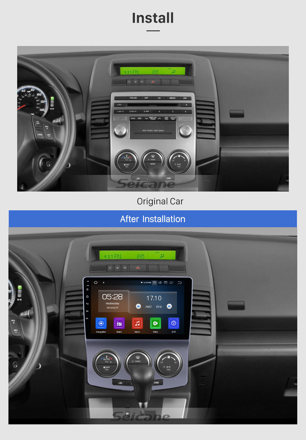 Seicane Android 11.0 Aftermarket OEM Car Stereo GPS Navigation System for 2005-2010 Mazda 5 with 3G Wifi DVD Radio Bluetooth USB SD Rearview Camera