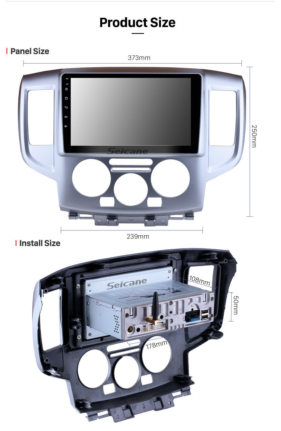 Seicane 9-Zoll-HD-Touchscreen-GPS-Navigationssystem Radio Android 11.0 Für 2009-2016 NISSAN NV200-Unterstützung AUX Stereo Carplay Bluetooth 3G / 4G WiFi Rückfahrkamera OBD2 DVR