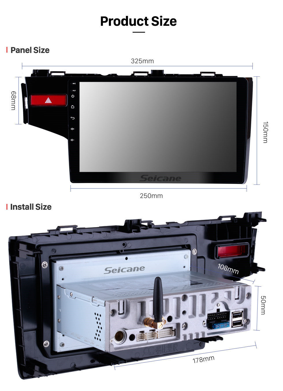 Seicane 10.1 polegadas OEM Android 11.0 Radio Capacitive Touch Screen Para 2014 2015 Honda FIT Suporte WiFi Bluetooth GPS Sistema de navegação TPMS DVR OBD II AUX Monitor de encosto de cabeça Controle de vídeo Câmera traseira USB SD