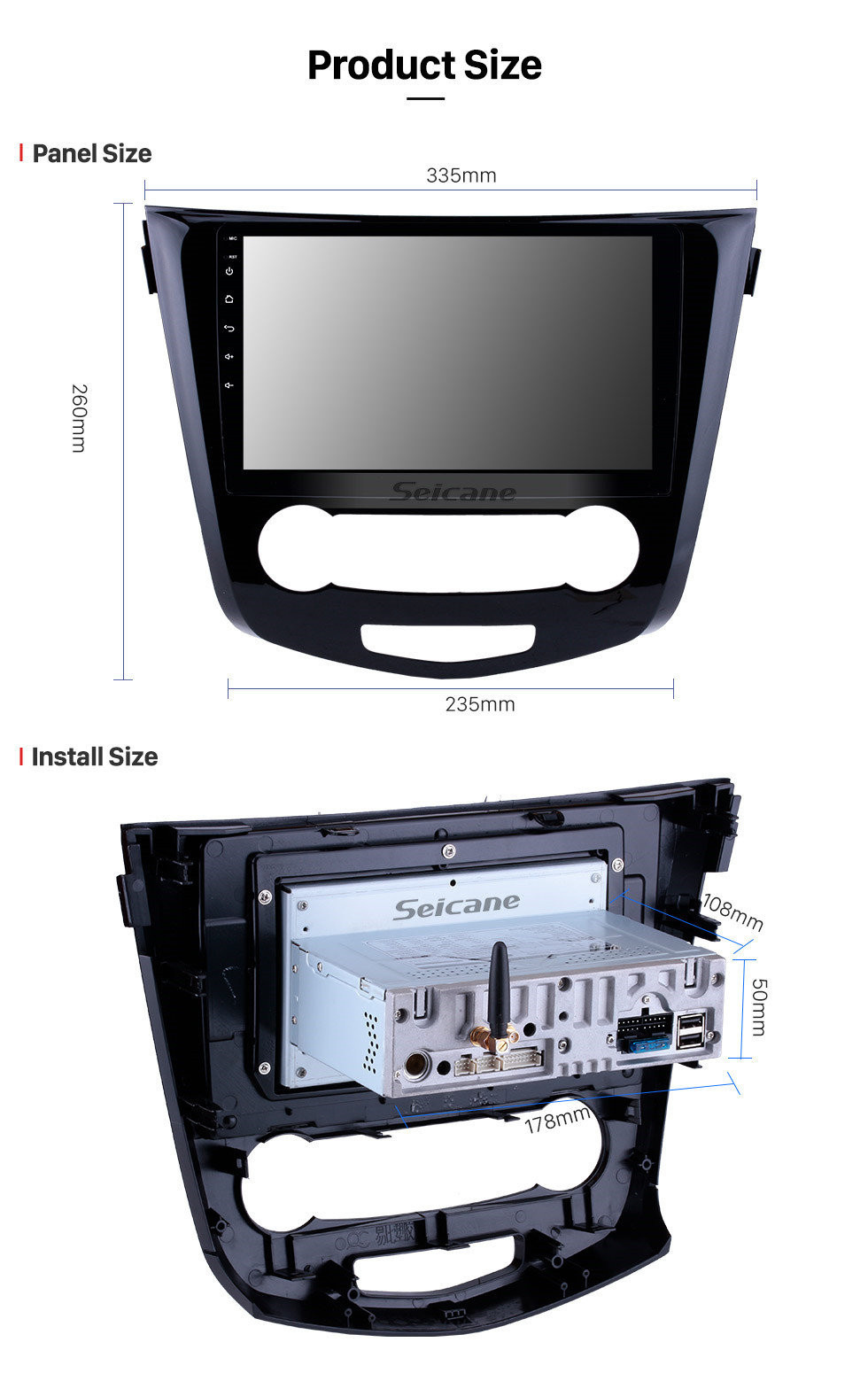 Seicane 10.1 pulgadas para 2014 2015 2016 Nissan Qashqai Android 12.0 Radio Sistema de navegación GPS con Bluetooth TPMS USB AUX 3G / 4G WIFI Control del volante