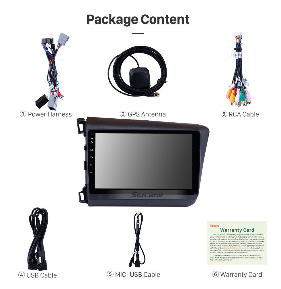 Seicane 10,1 polegadas Para 2012 Honda Civic Android 11.0 Rádio GPS sistema de navegação com HD 1024 * 600 touch screen Bluetooth OBD2 DVR Câmera retrovisor TV 1080P Vídeo 3G WIFI Volante Controle USB link