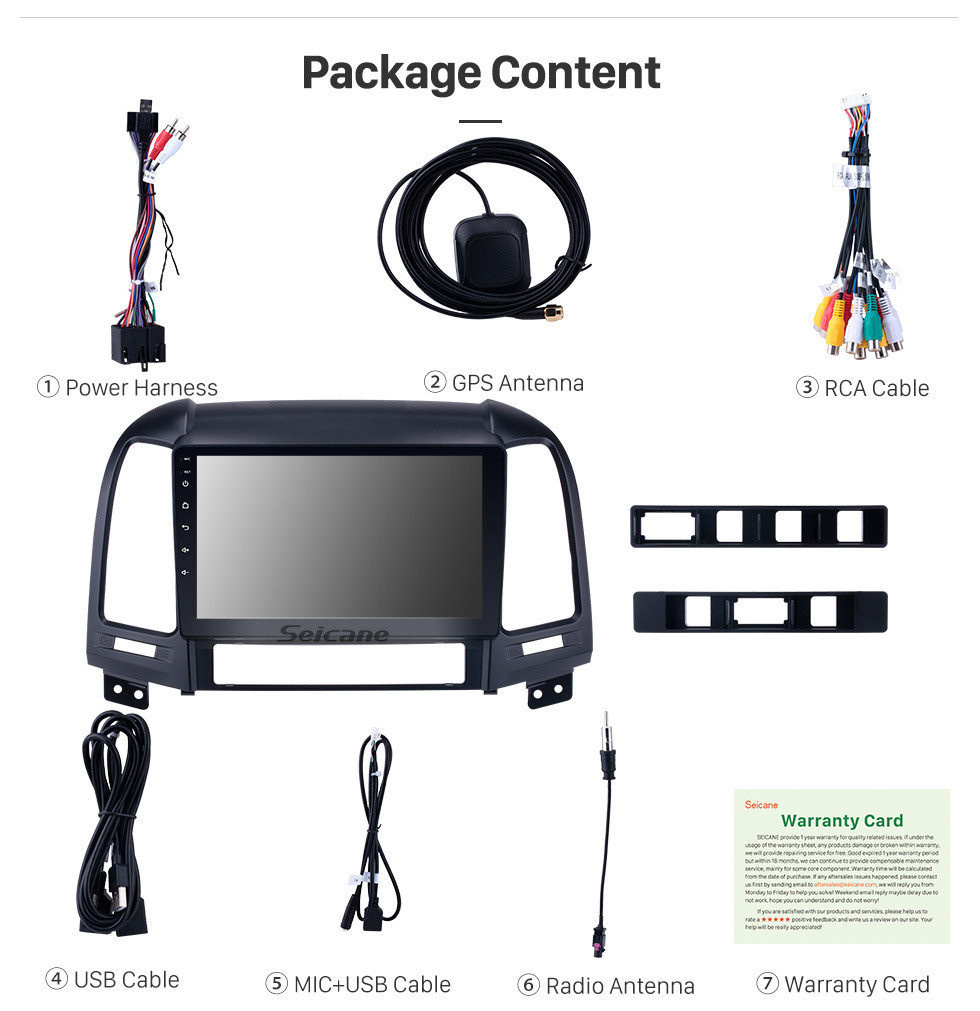 Seicane Pour 2006-2012 Hyundai SANTA FE OEM Android 11.0 HD 1024 * 600 écran tactile système de navigation GPS Radio Bluetooth OBD2 DVR Caméra de recul TV 1080P Vidéo USB WIFI Commande au volant