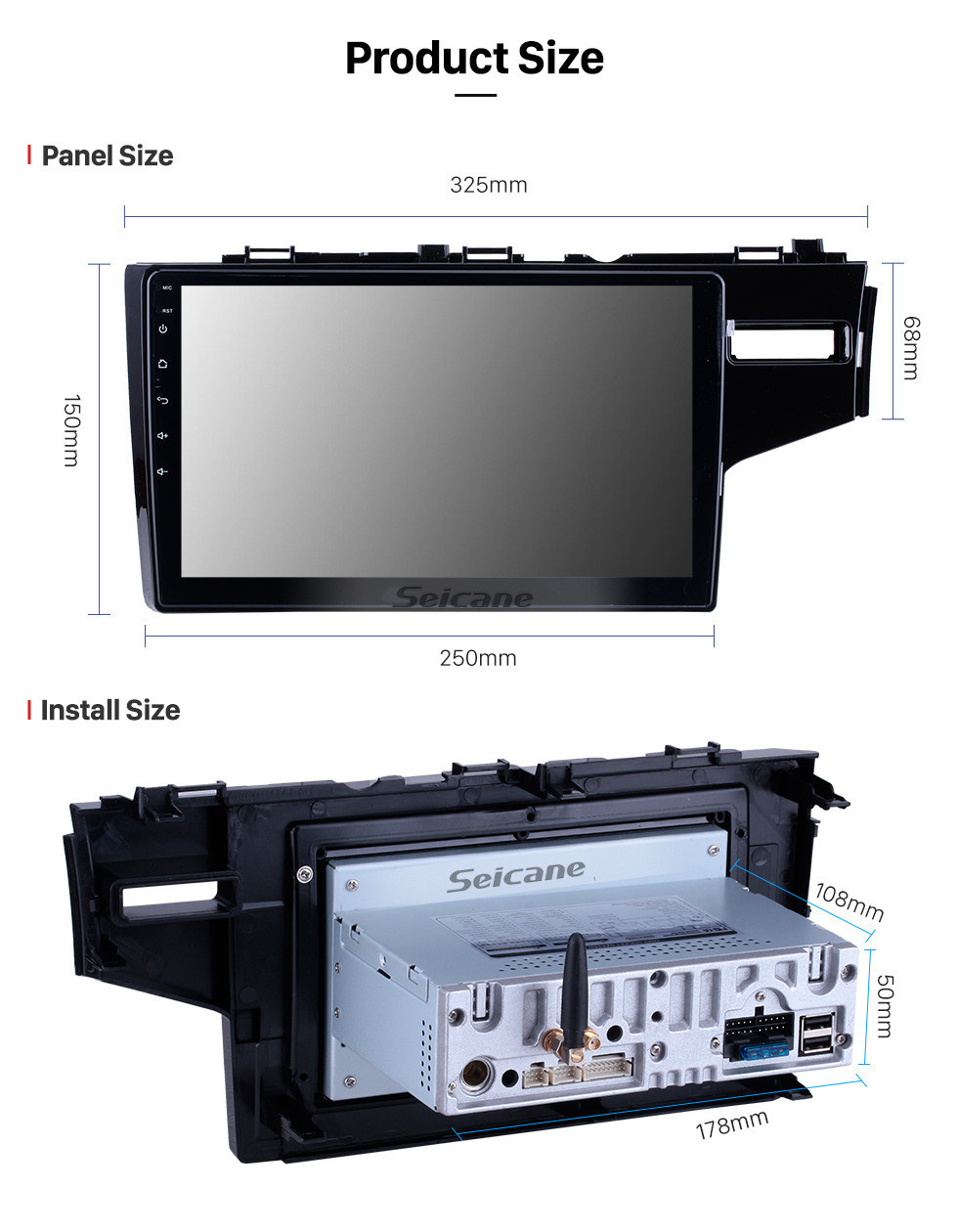 Seicane 9 pouces Android 11.0 Système de navigation GPS Radio pour 2014-2016 Honda Fit Support Lecteur DVD Télécommande Bluetooth Écran Tactile TV tuner