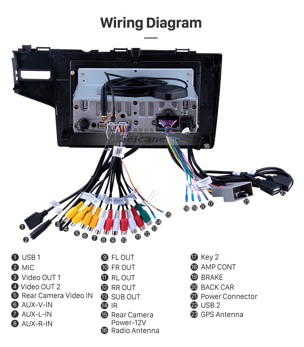 Seicane 9 pouces Android 11.0 Système de navigation GPS Radio pour 2014-2016 Honda Fit Support Lecteur DVD Télécommande Bluetooth Écran Tactile TV tuner