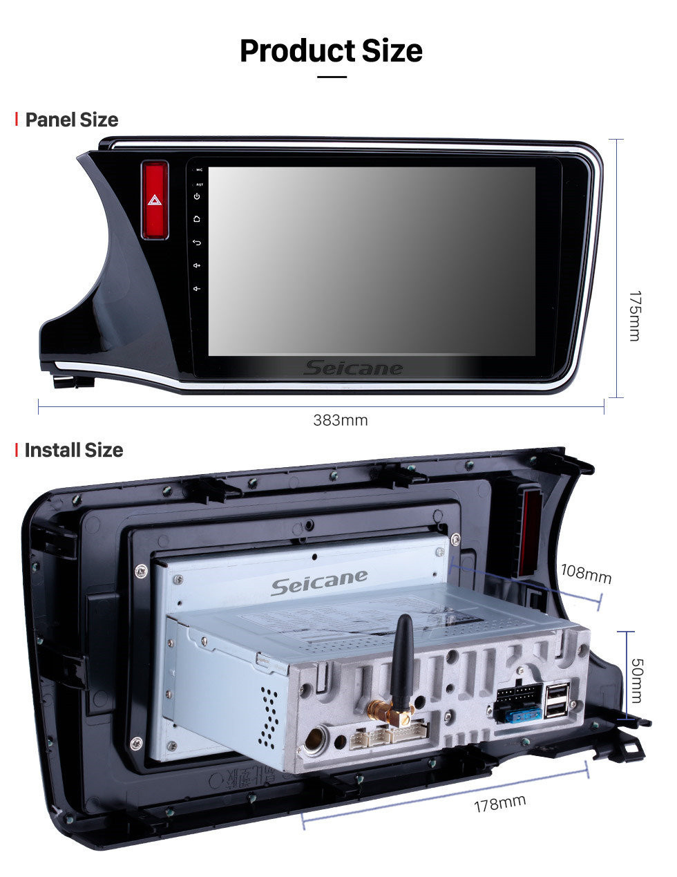 Seicane 10,1 Zoll Android 11.0 für 2014-2017 Honda City LHD HD Touchscreen Radio GPS Navigation Bluetooth WIFI USB Spiegel Link Aux Rückfahrkamera OBDII TPMS 1080P Video