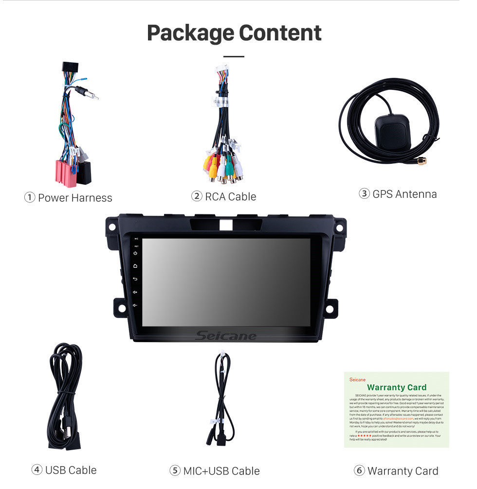 Seicane OEM 9 inch Android 10.0 Radio for 2007-2014 MAZDA CX-7 with GPS Navigation Bluetooth USB WIFI Carplay support 1080P OBD2 Steering Wheel Control Rearview DVD Player 