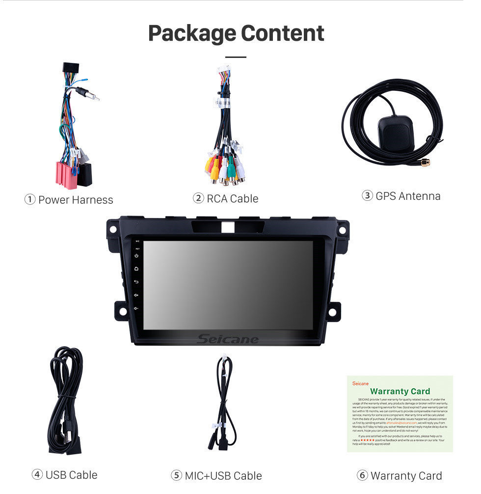 Seicane Radio OEM 9 pouces Android 11.0 pour 2007-2014 MAZDA CX-7 avec navigation GPS Bluetooth USB WIFI Prise en charge Carplay 1080P OBD2 Commande au volant Lecteur DVD de recul