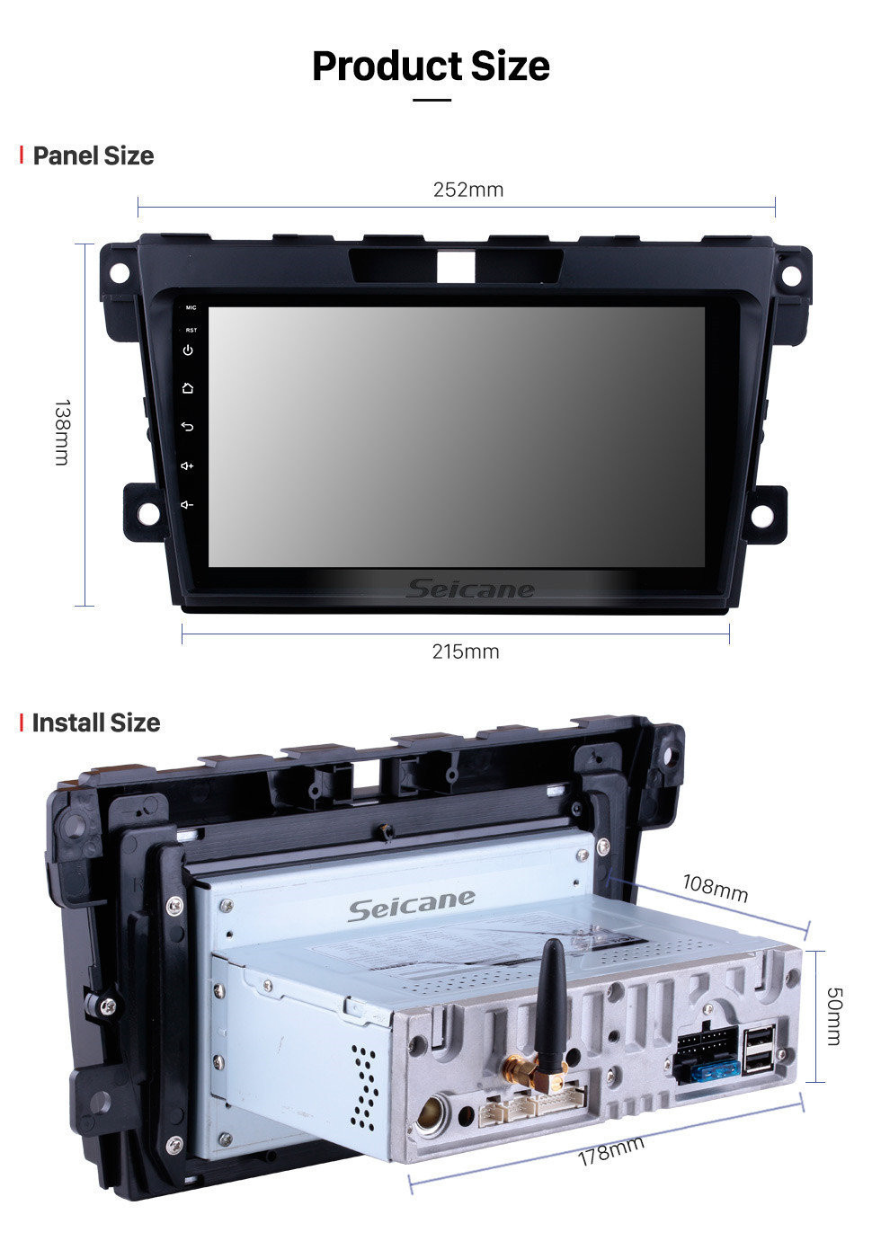 Seicane OEM 9 Zoll Android 11.0 Radio für 2007-2014 MAZDA CX-7 mit GPS-Navigation Bluetooth USB WIFI Carplay-Unterstützung 1080P OBD2 Lenkradsteuerung Rückfahr-DVD-Player