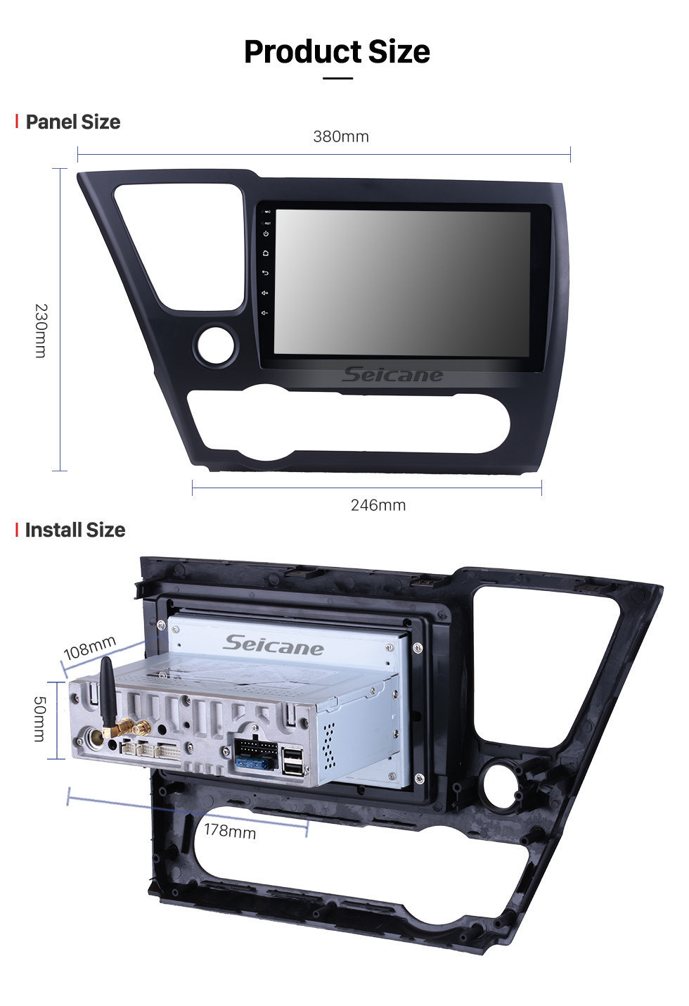 Seicane For 2014 2015 2016 2017 Honda Civic Android 11.0 HD Touchscreen 9 inch car stereo GPS Navigation Radio Bluetooth Mirror link OBD DVR Rear view camera TV USB Carplay
