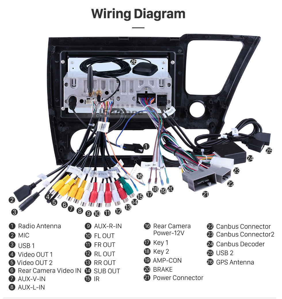 Seicane Para 2014 2015 2016 2017 Honda Civic Android 11.0 HD Pantalla táctil 9 pulgadas estéreo del automóvil GPS Navegación Radio Bluetooth Espejo enlace OBD DVR Cámara de visión trasera TV USB Carplay