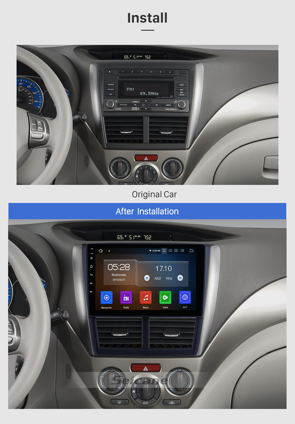 Seicane 9 pouces OEM Android 11.0 HD Lecteur multimédia à écran tactile Radio GPS Système de navigation GPS pour Subaru Forester 2008-2012 avec prise en charge USB 4G WIFI Caméra de recul DVR OBD II