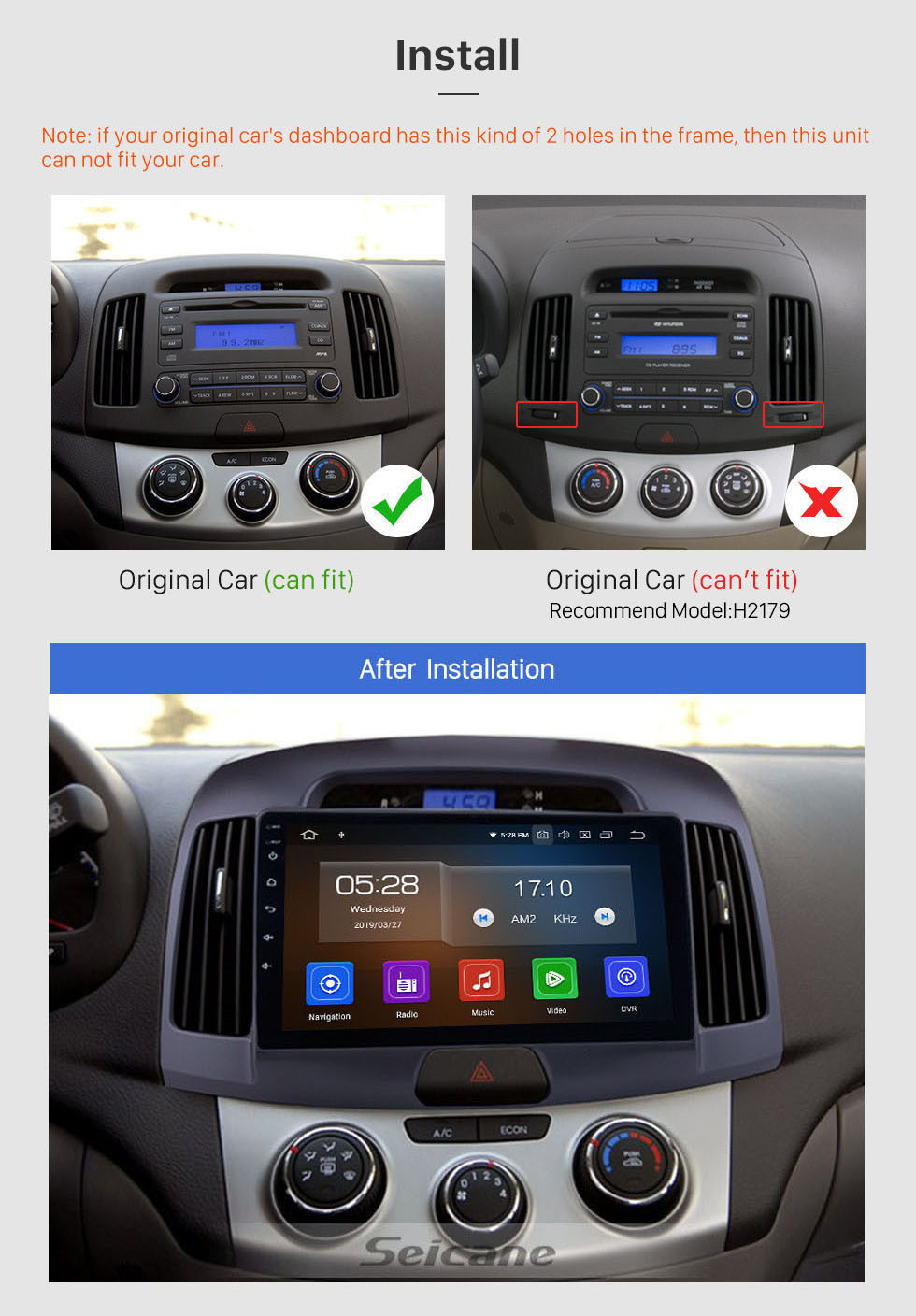Seicane Aftermarket Android 11.0 GPS навигационная система для 2007-2011 HYUNDAI ELANTRA Радио Обновление Bluetooth Музыка Сенсорный экран Стерео WiFi Зеркало Ссылка Поддержка рулевого управления 3G DVD-плеер