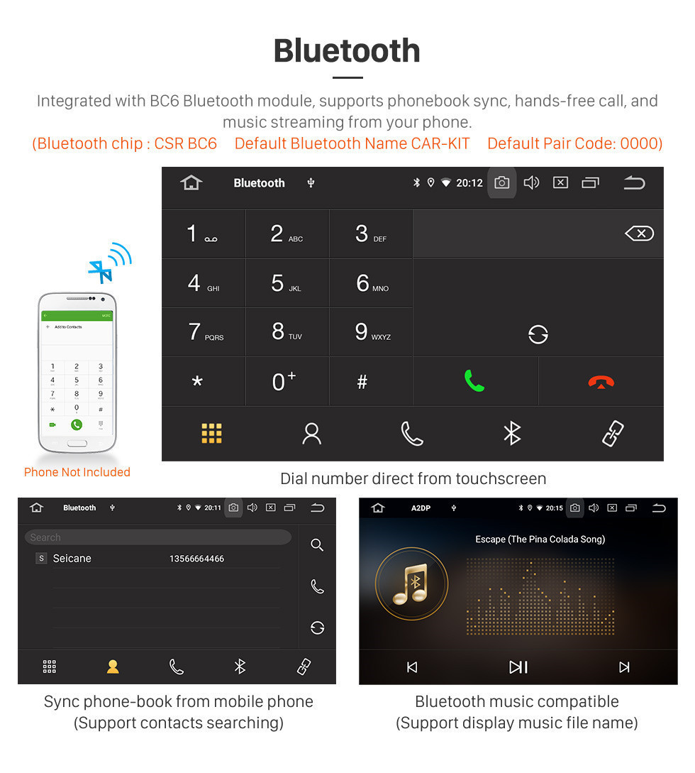 Seicane 7 pouces Android 11.0 HD Écran tactile Radio de navigation GPS universelle avec prise en charge Bluetooth WIFI Contrôle vidéo au volant 1080P