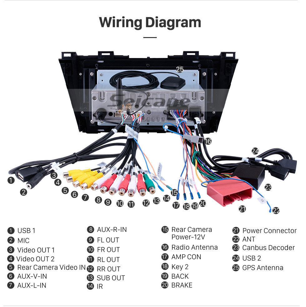 Seicane 9 pouces pour 2009 2010 2011 2012 Mazda 5 Android 11.0 HD système de navigation GPS à écran tactile autoradio pour Bluetooth USB WIFI OBD II DVR Aux commandes de volant