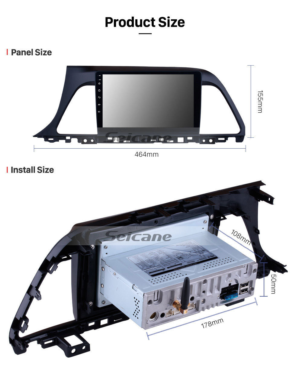 Seicane Écran tactile HD de 9 pouces pour 2015 2016 2017 Hyundai sonata Android 11.0 Radio Navigation GPS avec caméra de recul TV numérique Commande au volant Wifi Bluetooth Musique