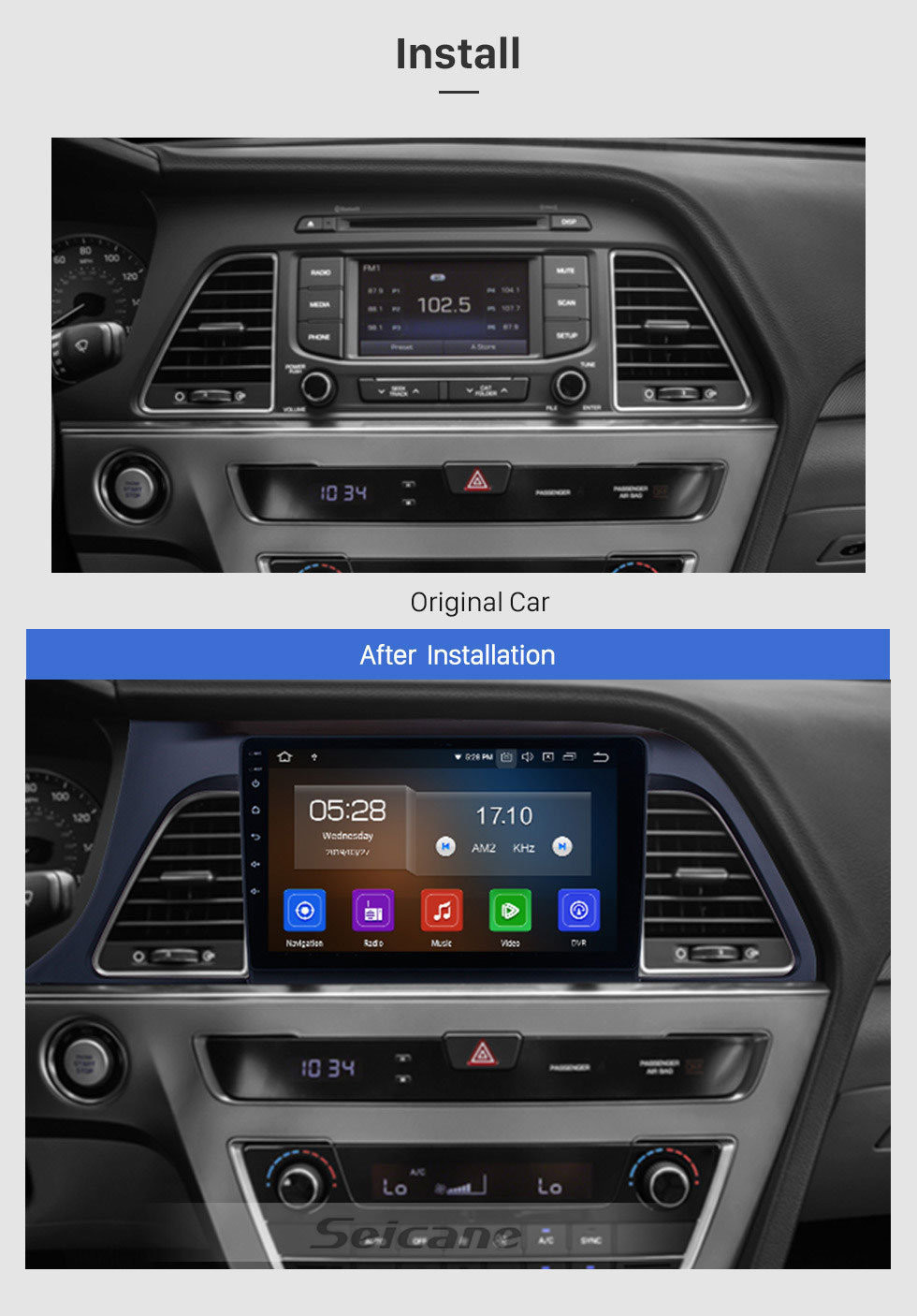 Seicane Pantalla táctil HD de 9 pulgadas para 2015 2016 2017 Hyundai sonata Android 11.0 Radio Navegación GPS con cámara retrovisora TV digital Control del volante Wifi Bluetooth Música