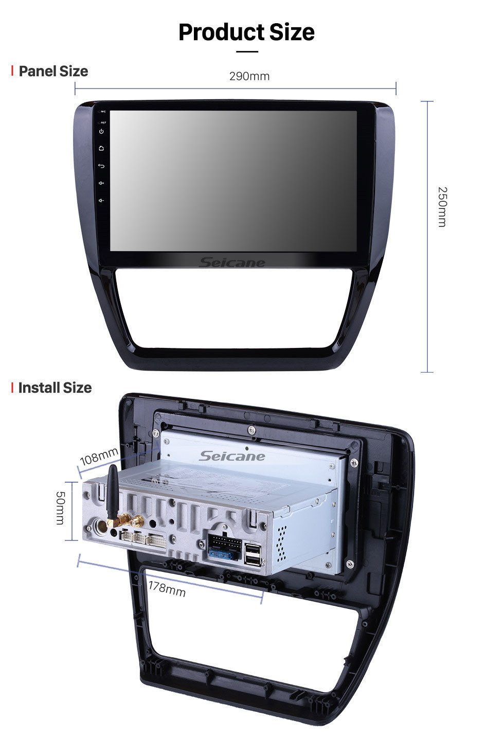 Seicane 10.1 pulgadas HD Pantalla táctil Android 9.0 Radio para 2012-2015 VW Volkswagen SAGITAR Navegación GPS Bluetooth Teléfono WIFI SWC USB Carplay Rearview OBD2