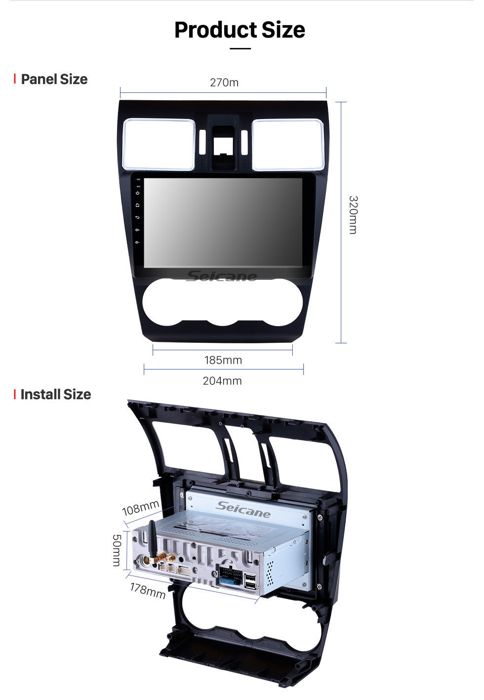 Seicane Android 11.0 Écran tactile HD de 9 pouces dans l&amp;#39;unité centrale de radio de tableau de bord pour 2014 2015 2016 Navigation GPS Subaru Forester Musique Bluetooth Prise en charge du système audio USB Caméra de recul TV numérique 1080P Vidéo DVR Commande