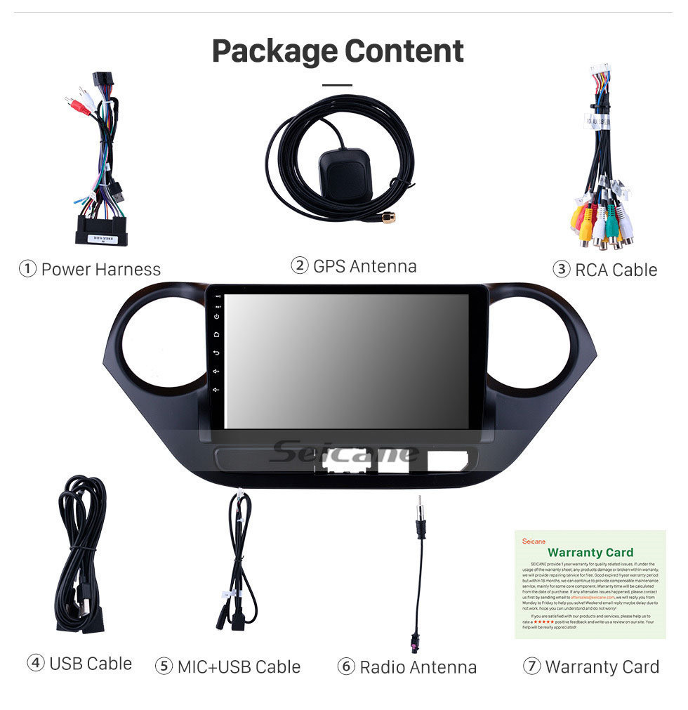 Seicane 9 polegadas Android 11.0 GPS Sistema de Navegação HD Touch Screen Rádio 2013-2016 Hyundai I10 (LHD) Suporte OBD2 Bluetooth DVD Player DVR Retrovisor Câmera TV Vídeo Controle de Volante WIFI