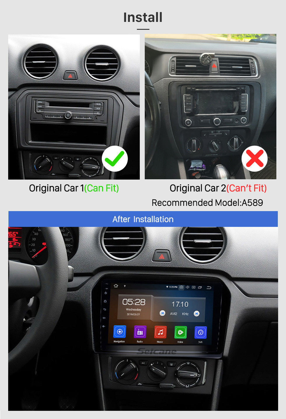Seicane 9 pouces 2012 2013 2014 2015 VW Volkswagen Passat Android 11.0 Radio à écran tactile HD Support JETTA TPMS DVR OBD II Caméra arrière AUX 3G WiFi HD 1080P Vidéo