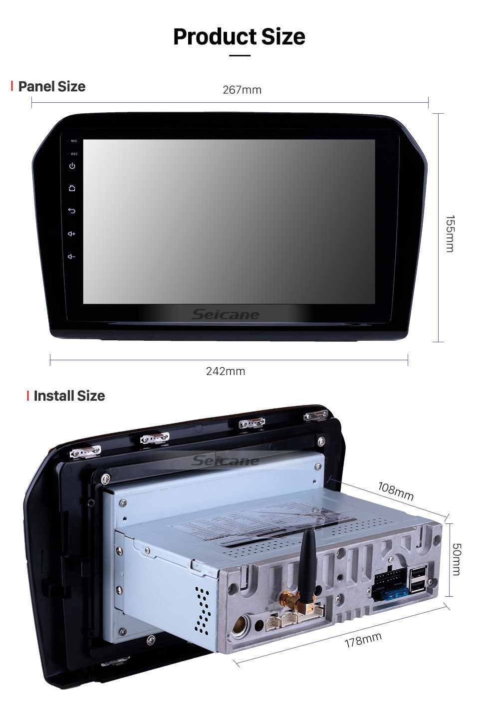 Seicane 9 pouces 2012 2013 2014 2015 VW Volkswagen Passat Android 11.0 Radio à écran tactile HD Support JETTA TPMS DVR OBD II Caméra arrière AUX 3G WiFi HD 1080P Vidéo