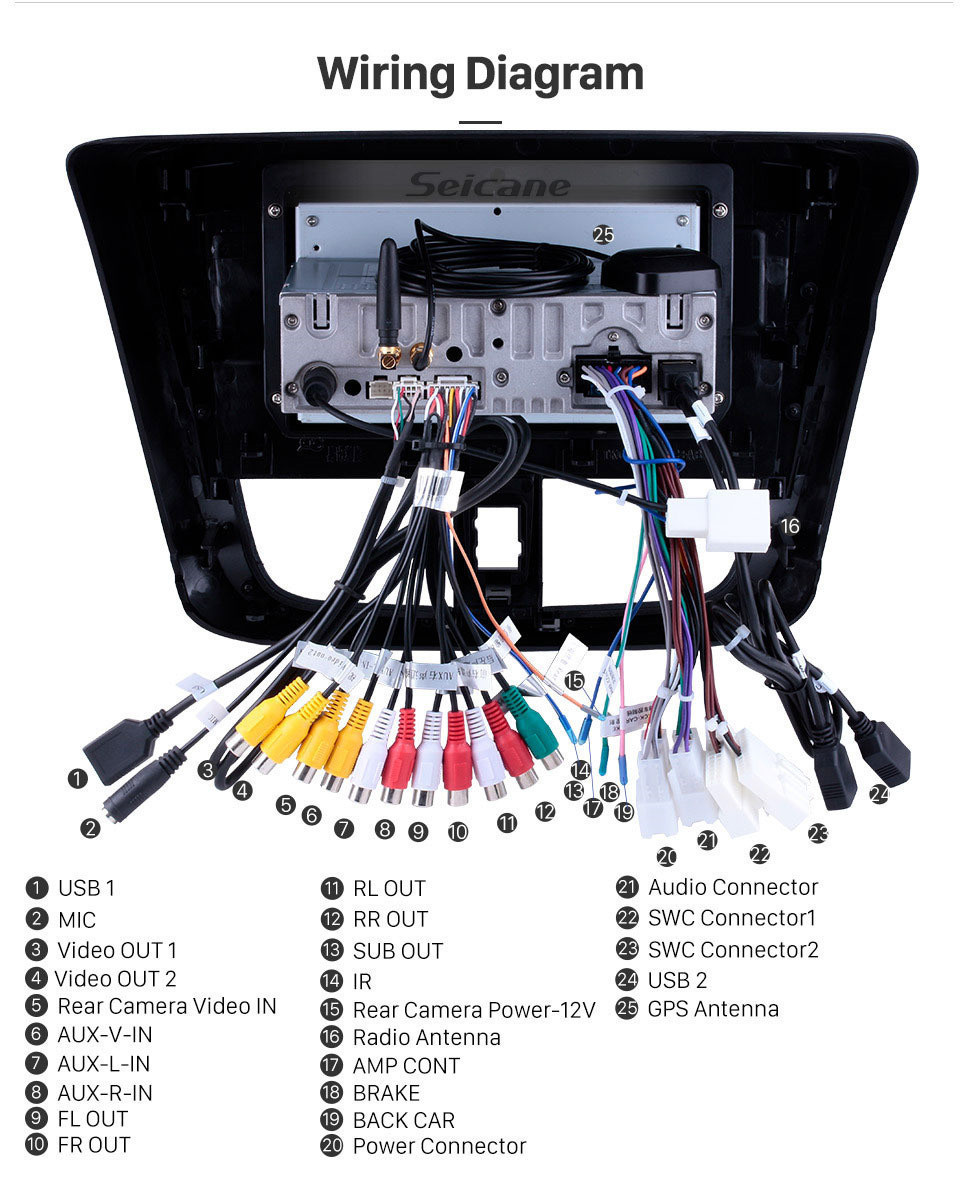 Seicane 10.1 pulgadas 2014 2015 2016 2017 TOYOTA VIOS Android 11.0 HD Pantalla táctil Radio Auto Estéreo GPS Sistema de navegación Bluetooth Soporte OBD II DVR 3G / 4G WIFI Cámara de visión trasera