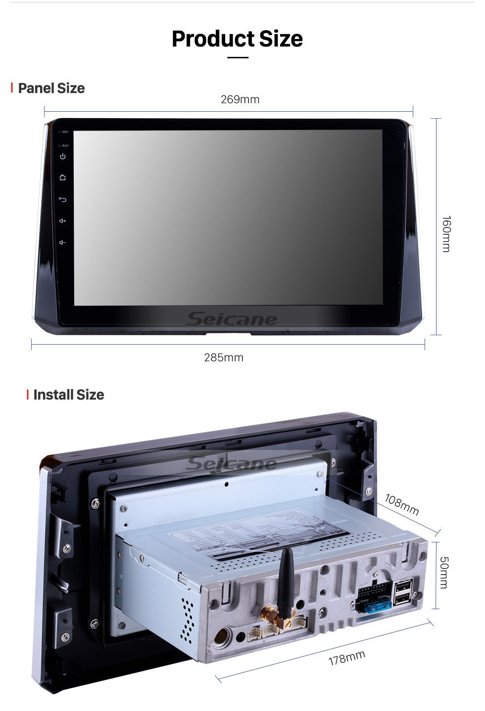 Seicane 10.1 pulgadas Sistema de navegación GPS Android 11.0 2019 Toyota Corolla Soporte Radio IPS Pantalla completa 3G WiFi Bluetooth OBD2 Control del volante