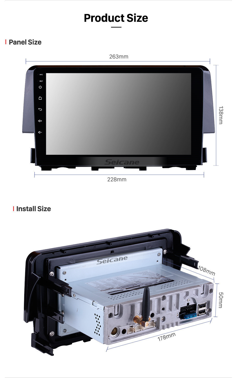 Seicane 9 polegada Android 11.0 2016 HONDA CIVIC HD Touchscreen Rádio Navegação GPS Bluetooth WIFI USB Espelho Link Aux Câmera Retrovisor OBDII TPMS 1080 P video