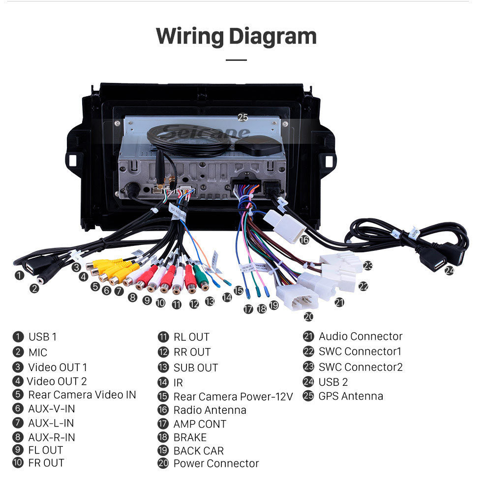 Seicane 9 pulgadas OEM Android 11.0 HD Pantalla táctil Unidad principal Sistema de navegación GPS para 2015-2018 TOYOTA FORTUNER / COVERT con soporte USB 3G / 4G WIFI Cámara de vista trasera DVR OBD II