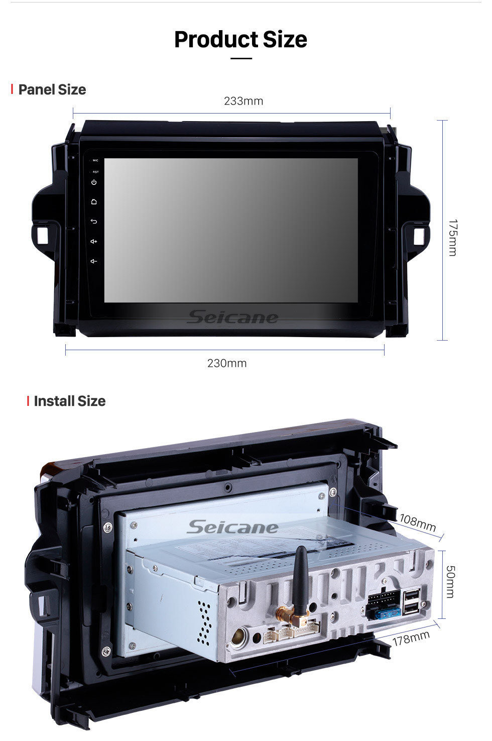 Seicane 9 inch OEM Android 11.0 HD Touchscreen Head Unit GPS Navigation System For 2015-2018 TOYOTA FORTUNER/ COVERT with USB Support /4G WIFI Rearview Camera DVR OBD II 